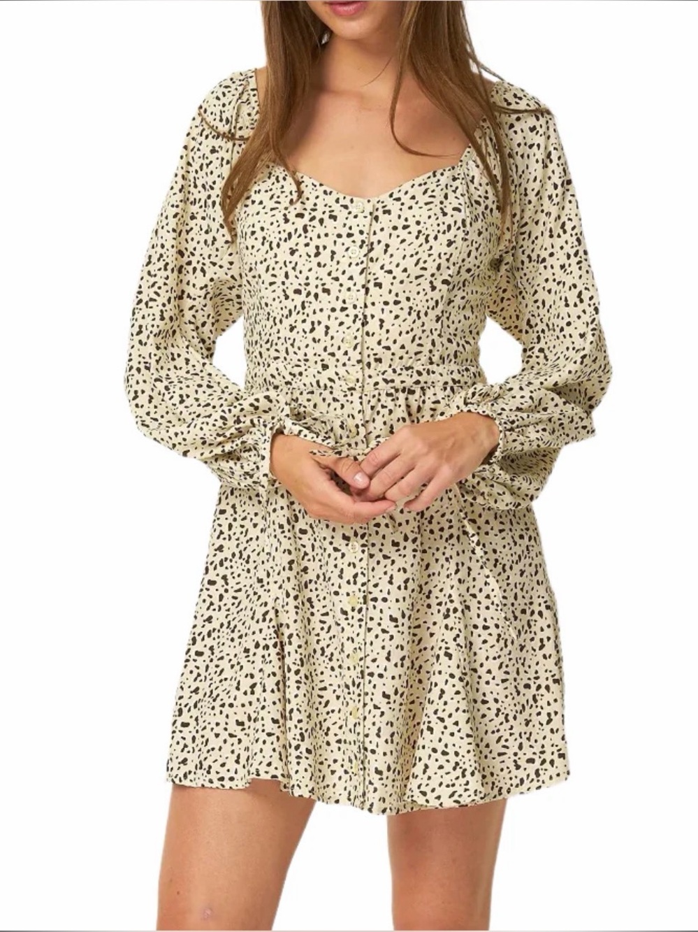 Rue Stiic | Priscilla Bellagio Beige Black Tie Sleeve Mini Dress